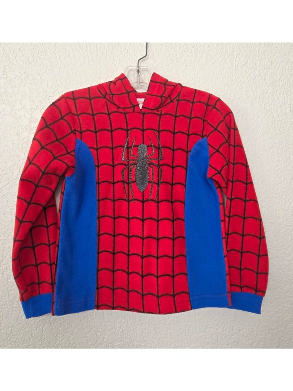 Marvel Spider-Man Boys Size 10 Fleece Pullover Hoodie Red Blue Black Graphic
